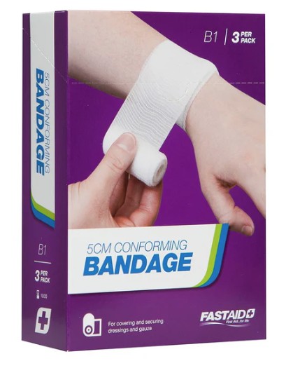 FastAid B1 Conforming Bandage 5cm 3pk