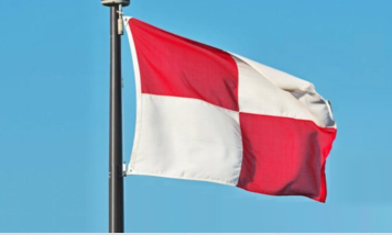 Evacuation Shark Flag - Red/White